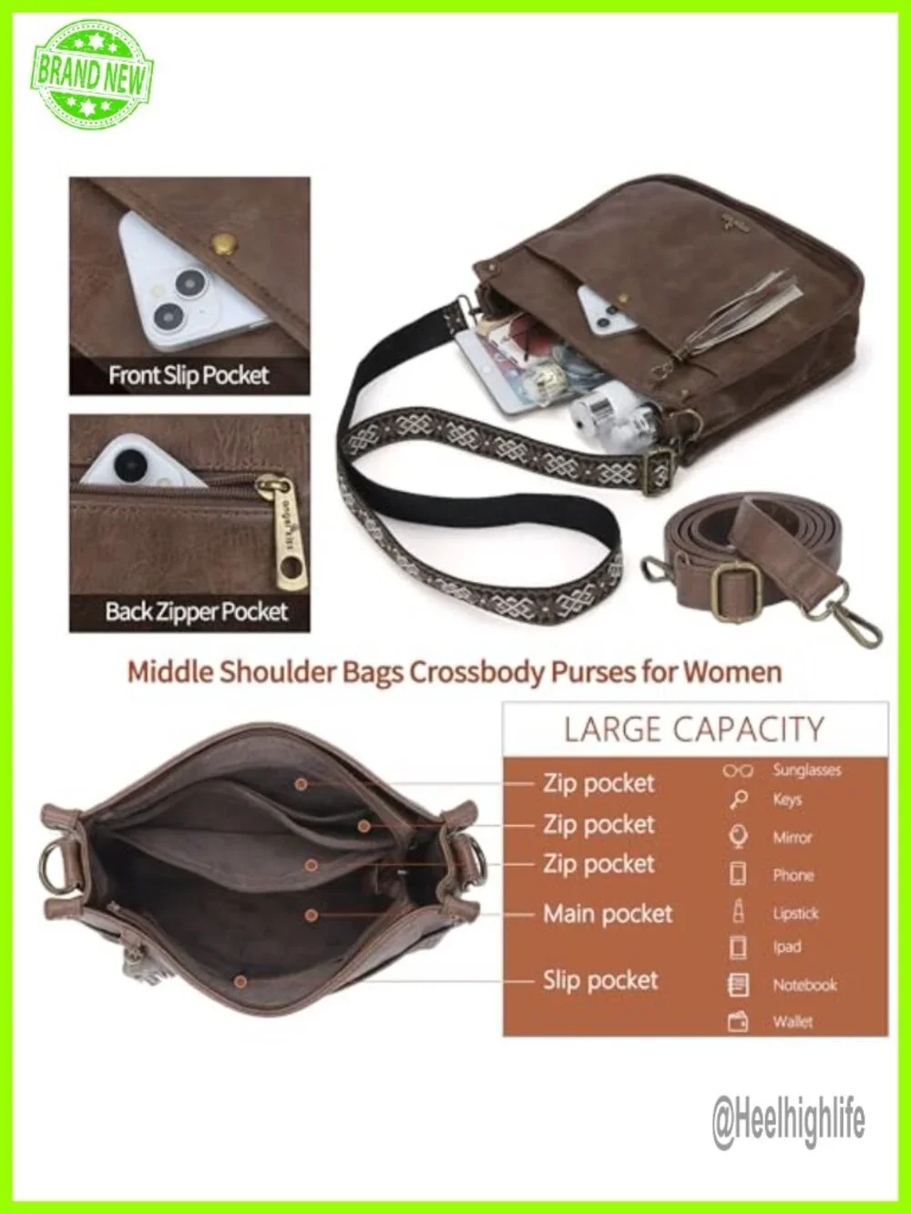 Crossbody Hobo Bag Vegan Leather Tassel Purse Shoulder Handbag with Guitar Strap